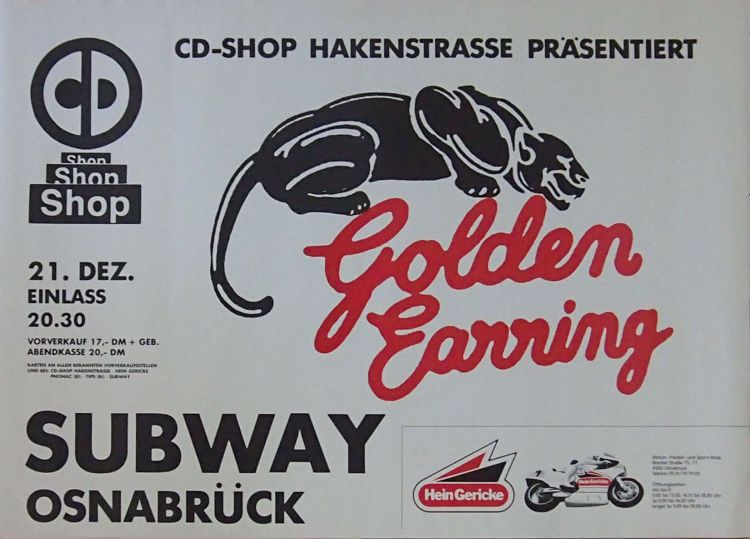 Golden Earring show poster December 21 1987 Osnabrück (Germany) (Collection Edwin Knip)